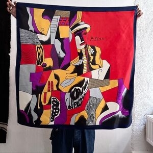 Picasso Silk Scarf with Bold Colors